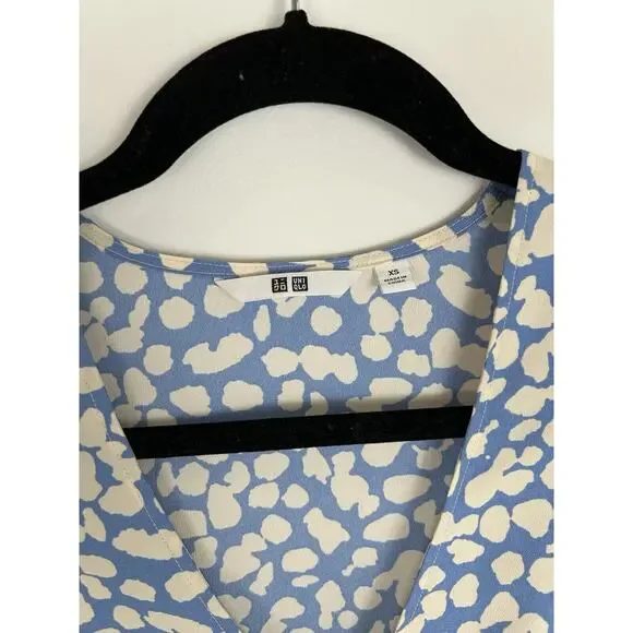 Uniqlo Babydoll Light Blue Fit and Flare Dress Printed Short Sleeve Women's XS - Picture 4 of 11